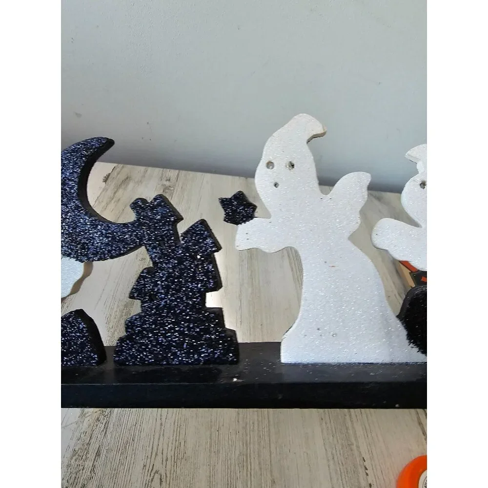 Glitter Ghost cemetery wooden signed core tombstone sparkle moon‎ desktop